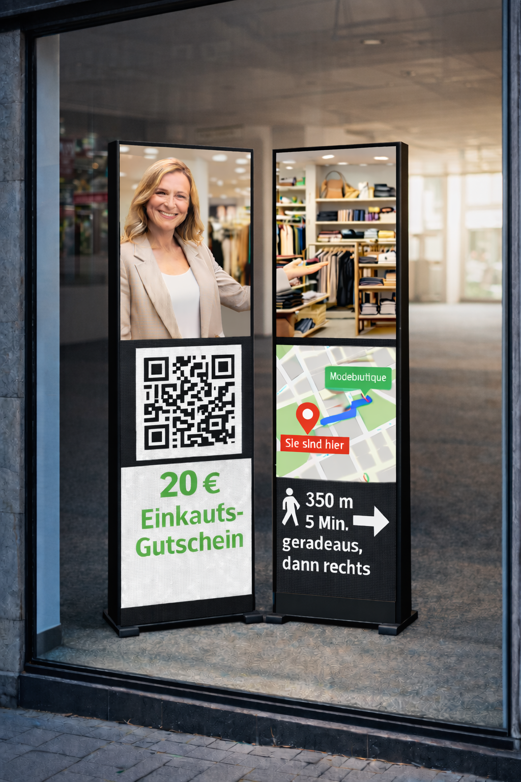 LED-Displays im leerstehenden Ladenlokal